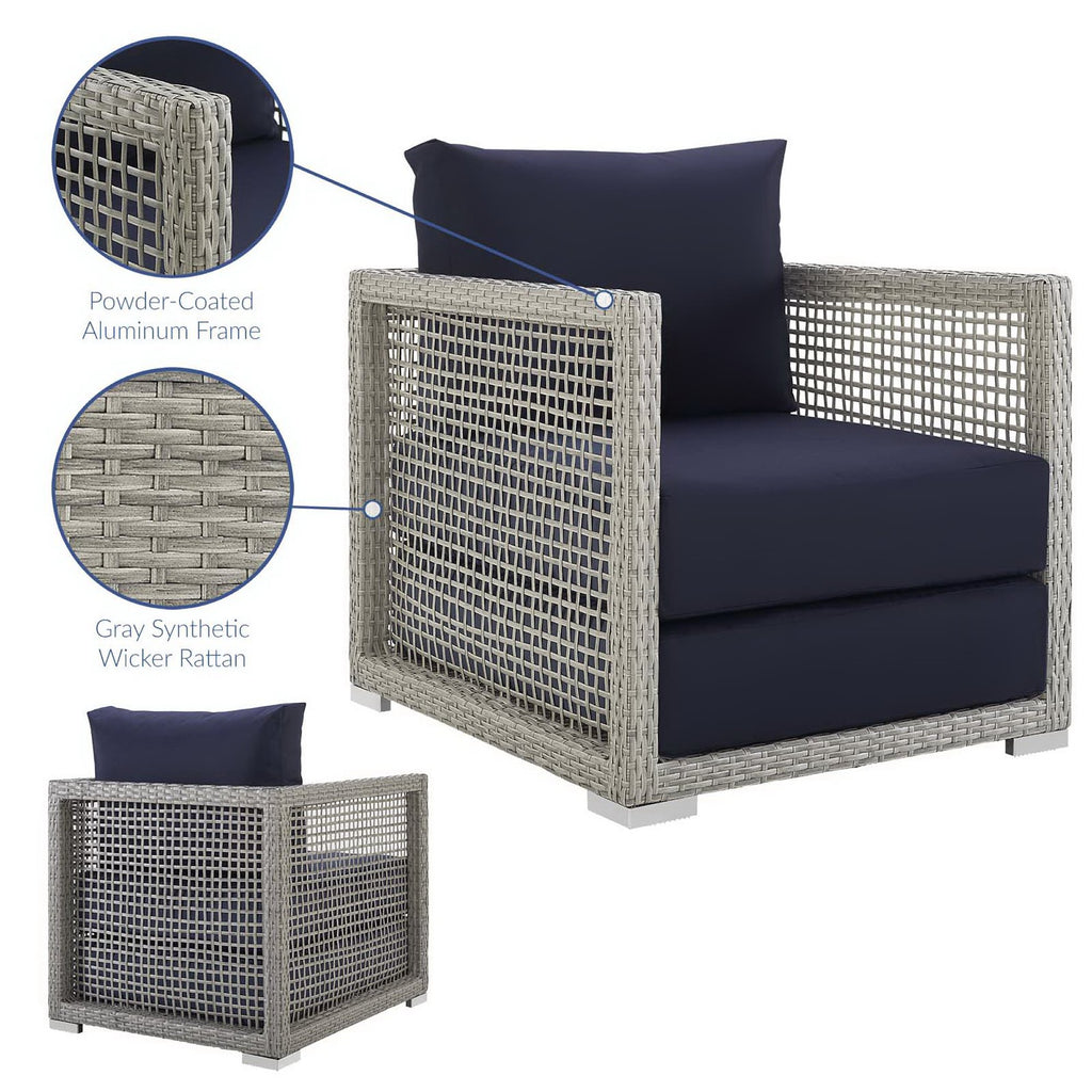 Aura Rattan Outdoor Patio Armchair - Gray Navy