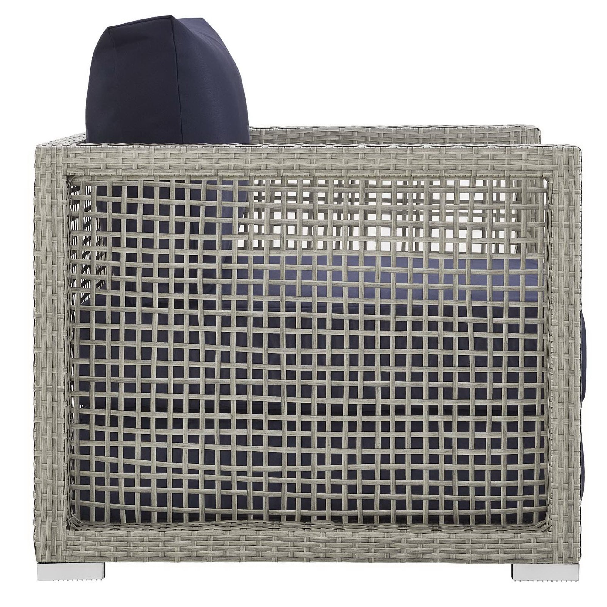 Aura Rattan Outdoor Patio Armchair - Gray Navy