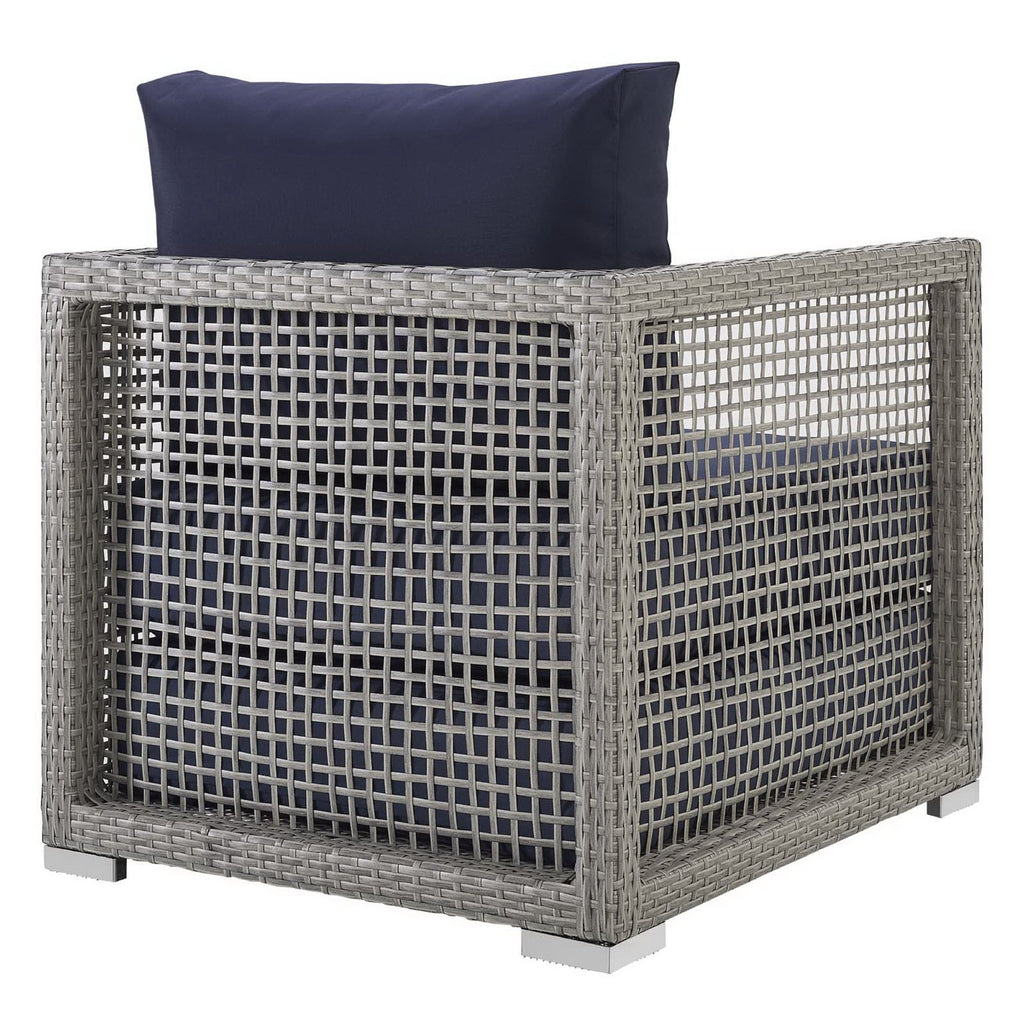 Aura Rattan Outdoor Patio Armchair - Gray Navy