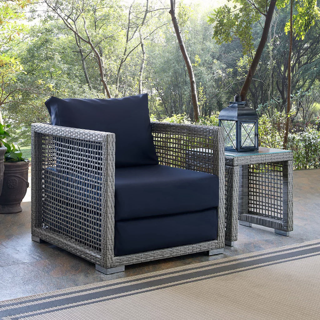 Aura Rattan Outdoor Patio Armchair - Gray Navy
