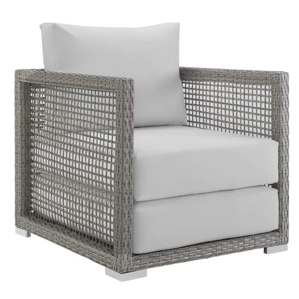 Aura Rattan Outdoor Patio Armchair - Gray White