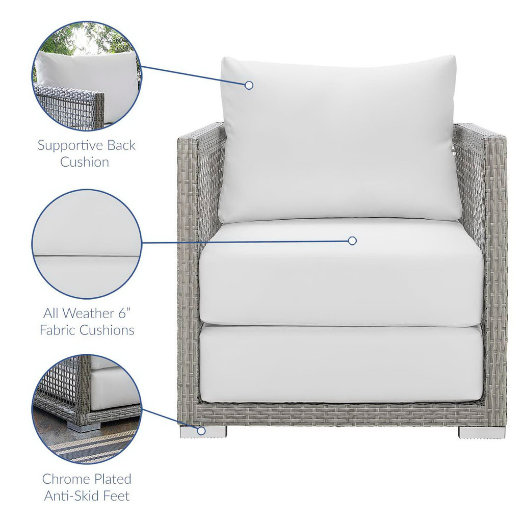 Aura Rattan Outdoor Patio Armchair - Gray White