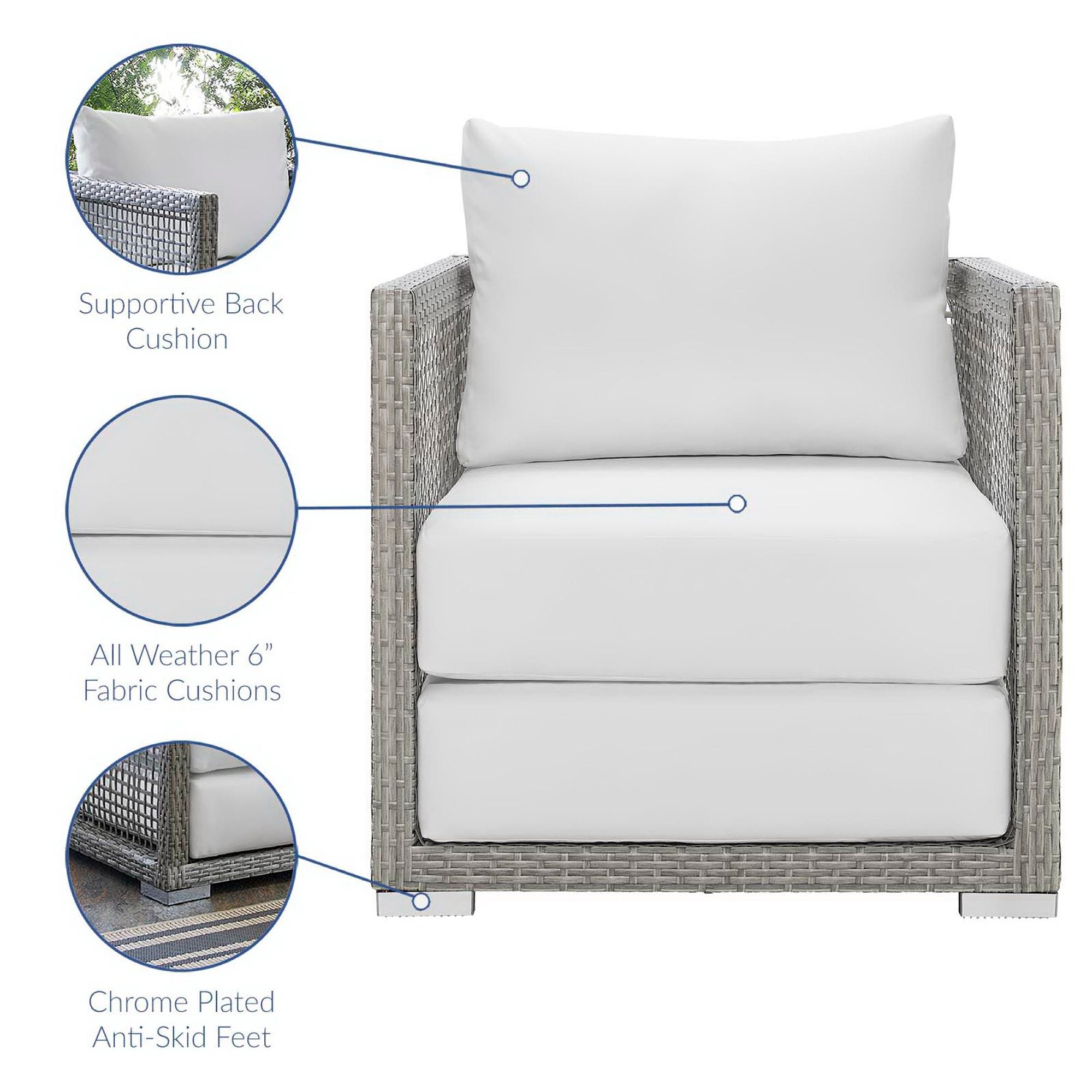 Aura Rattan Outdoor Patio Armchair - Gray White