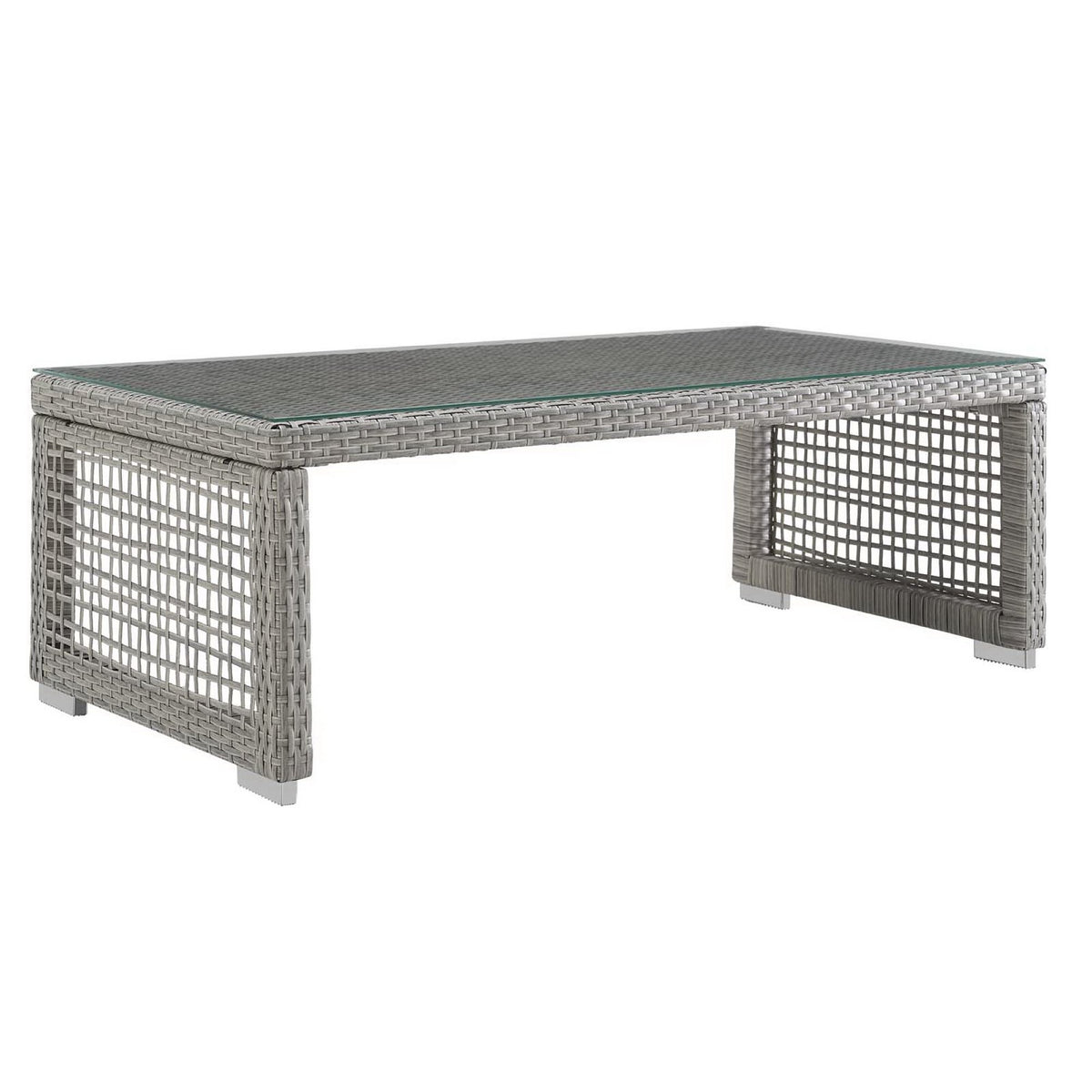 Aura Rattan Outdoor Patio Coffee Table - Gray