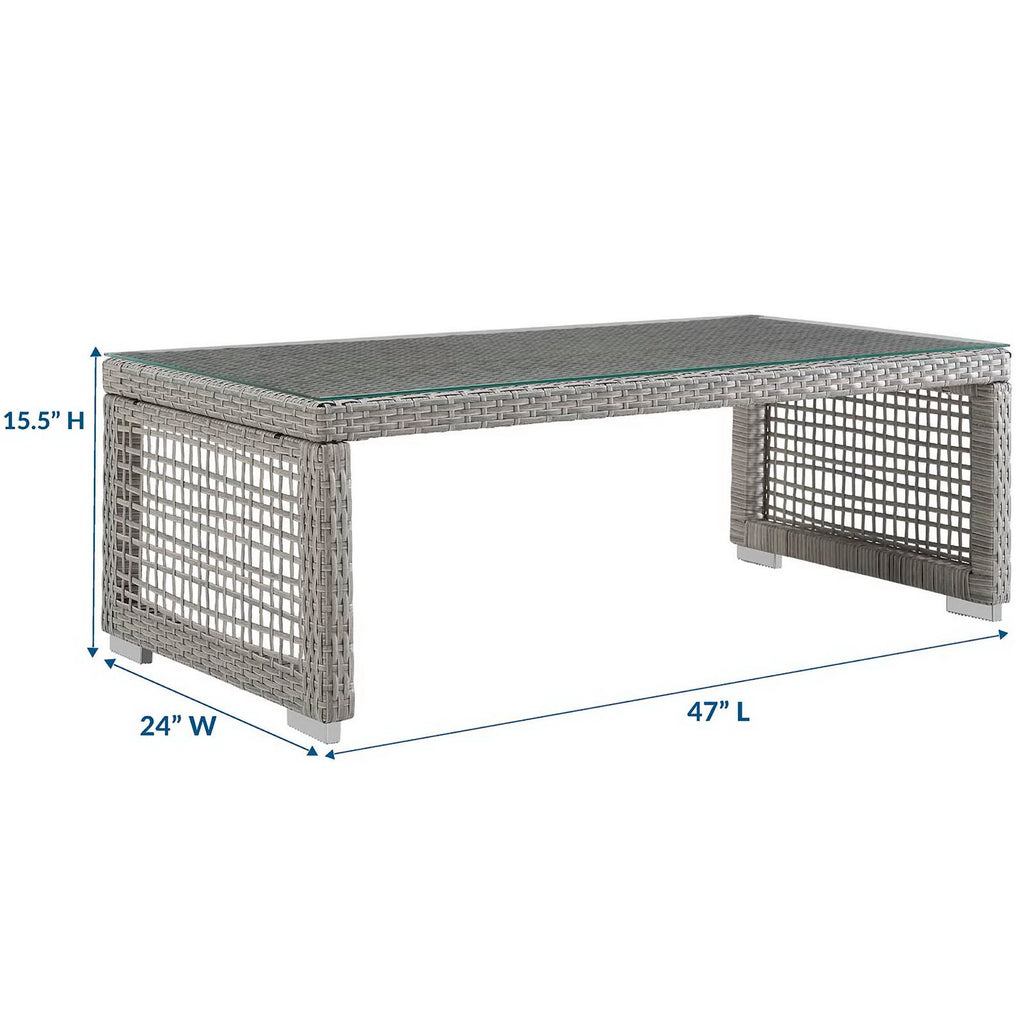 Aura Rattan Outdoor Patio Coffee Table - Gray