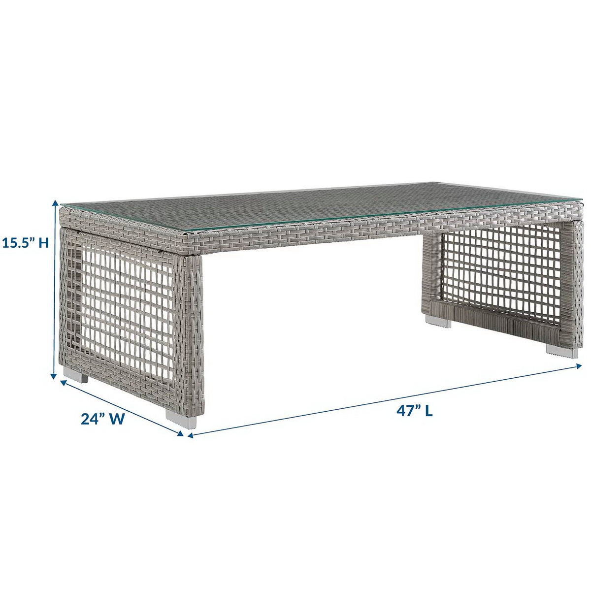 Aura Rattan Outdoor Patio Coffee Table - Gray