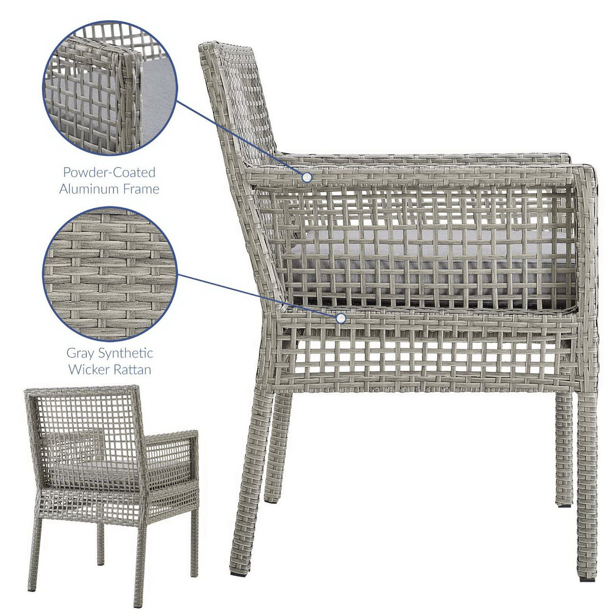 Aura 7 Piece Outdoor Patio Wicker Rattan Set - Gray Gray