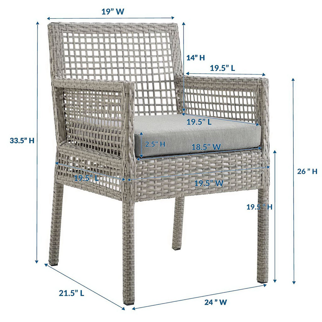 Aura 7 Piece Outdoor Patio Wicker Rattan Set - Gray Gray
