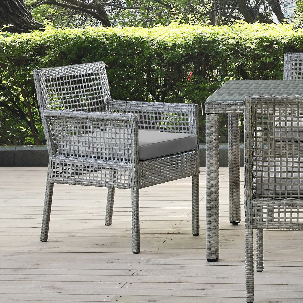 Aura Outdoor Patio Wicker Rattan Dining Armchair - Gray Gray