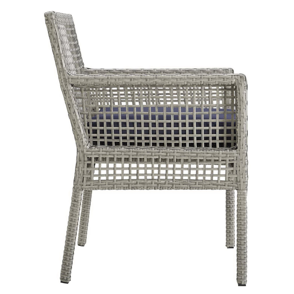 Aura Outdoor Patio Wicker Rattan Dining Armchair - Gray Navy