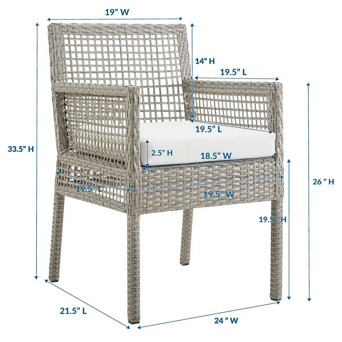 Aura 7 Piece Outdoor Patio Wicker Rattan Set - Gray White