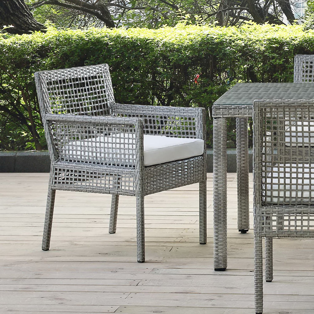 Aura Outdoor Patio Wicker Rattan Dining Armchair - Gray White