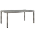 Aura 68" Outdoor Patio Wicker Rattan Dining Table - Gray