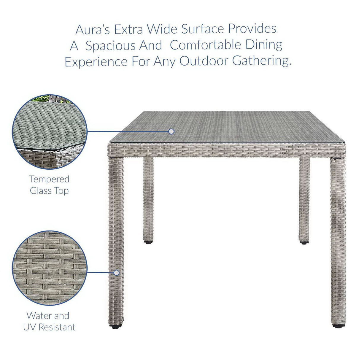 Aura 7 Piece Outdoor Patio Wicker Rattan Set - Gray Gray