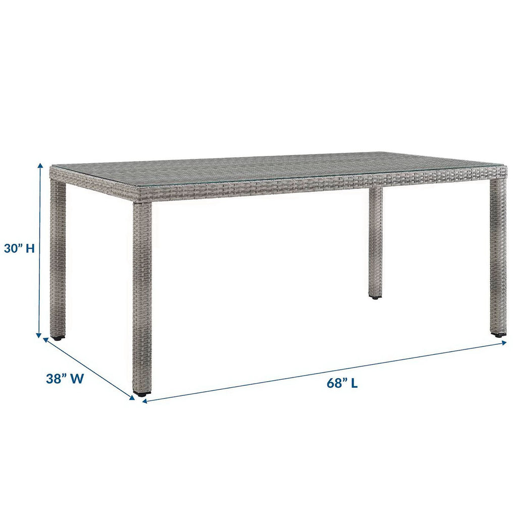 Aura 68" Outdoor Patio Wicker Rattan Dining Table - Gray