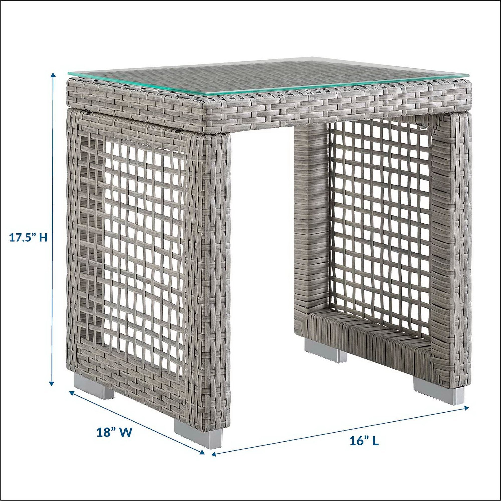 Aura Outdoor Patio Wicker Rattan Side Table - Gray