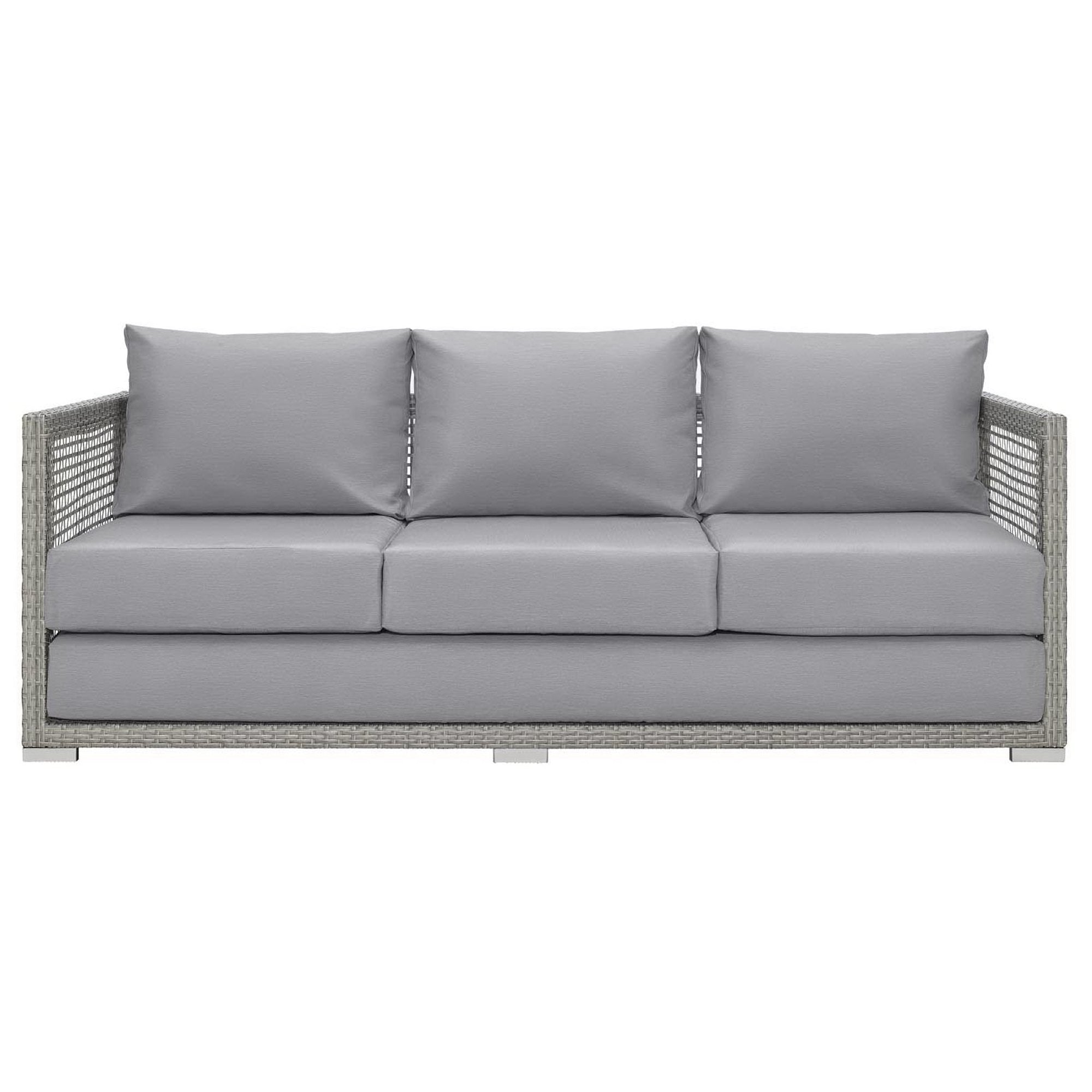 Aura Outdoor Patio Wicker Rattan Sofa - Gray Gray