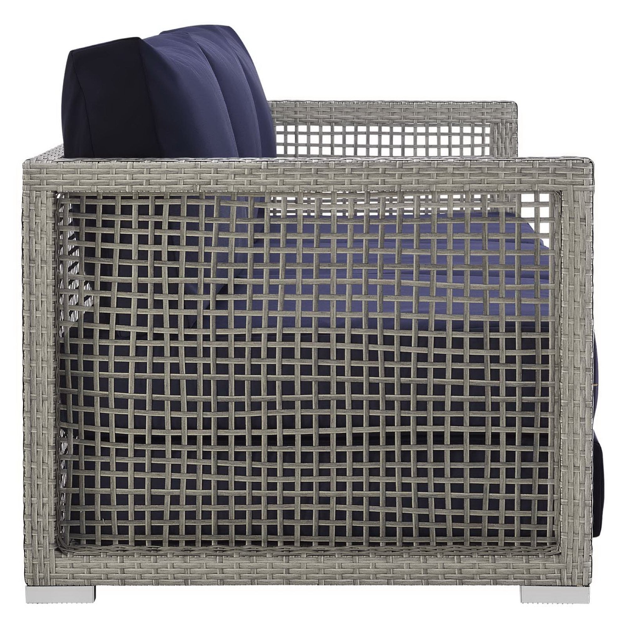 Aura Outdoor Patio Wicker Rattan Sofa - Gray Navy