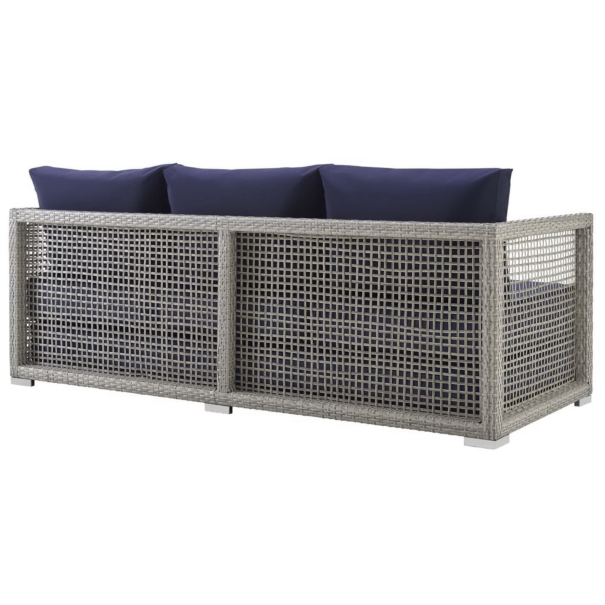 Aura Outdoor Patio Wicker Rattan Sofa - Gray Navy