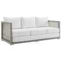 Aura Outdoor Patio Wicker Rattan Sofa - Gray White