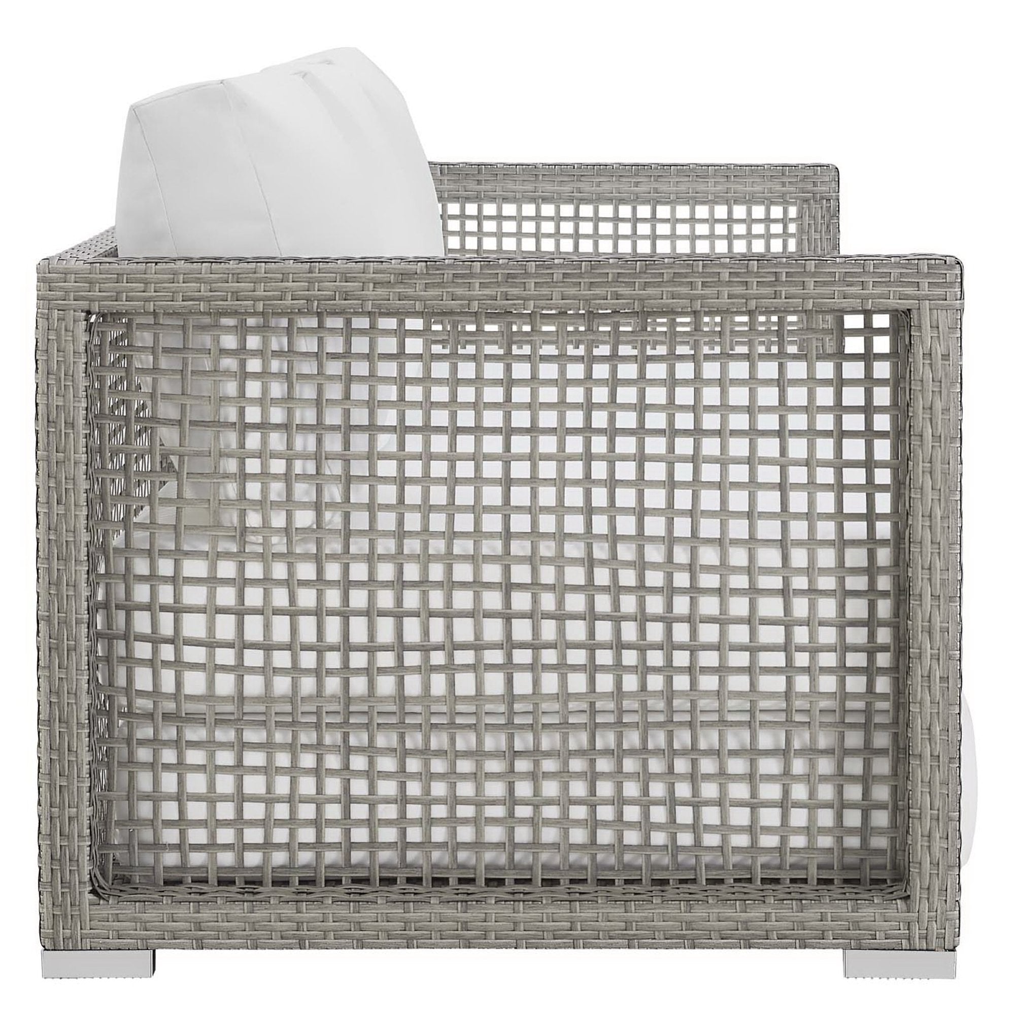 Aura Outdoor Patio Wicker Rattan Sofa - Gray White