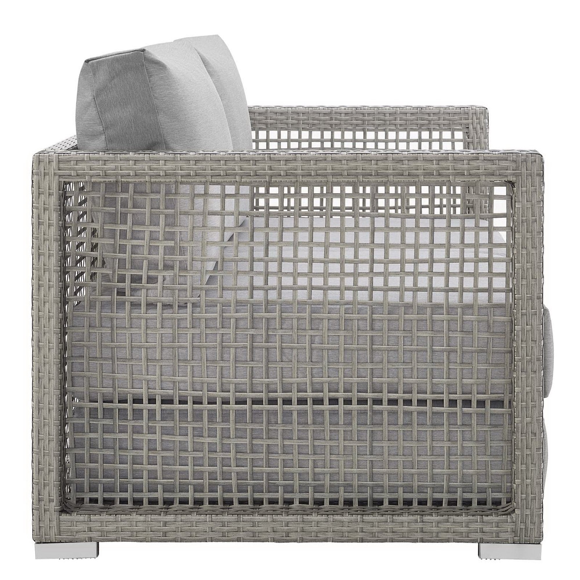 Aura Outdoor Patio Wicker Rattan Loveseat - Gray Gray