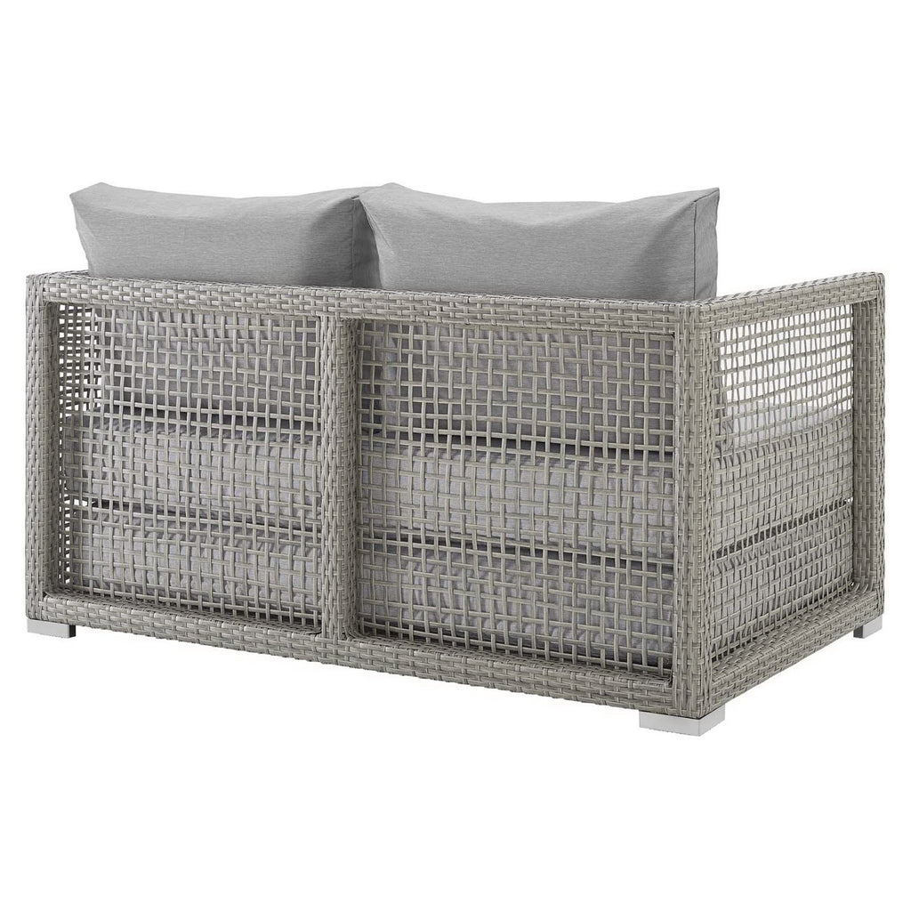 Aura Outdoor Patio Wicker Rattan Loveseat - Gray Gray