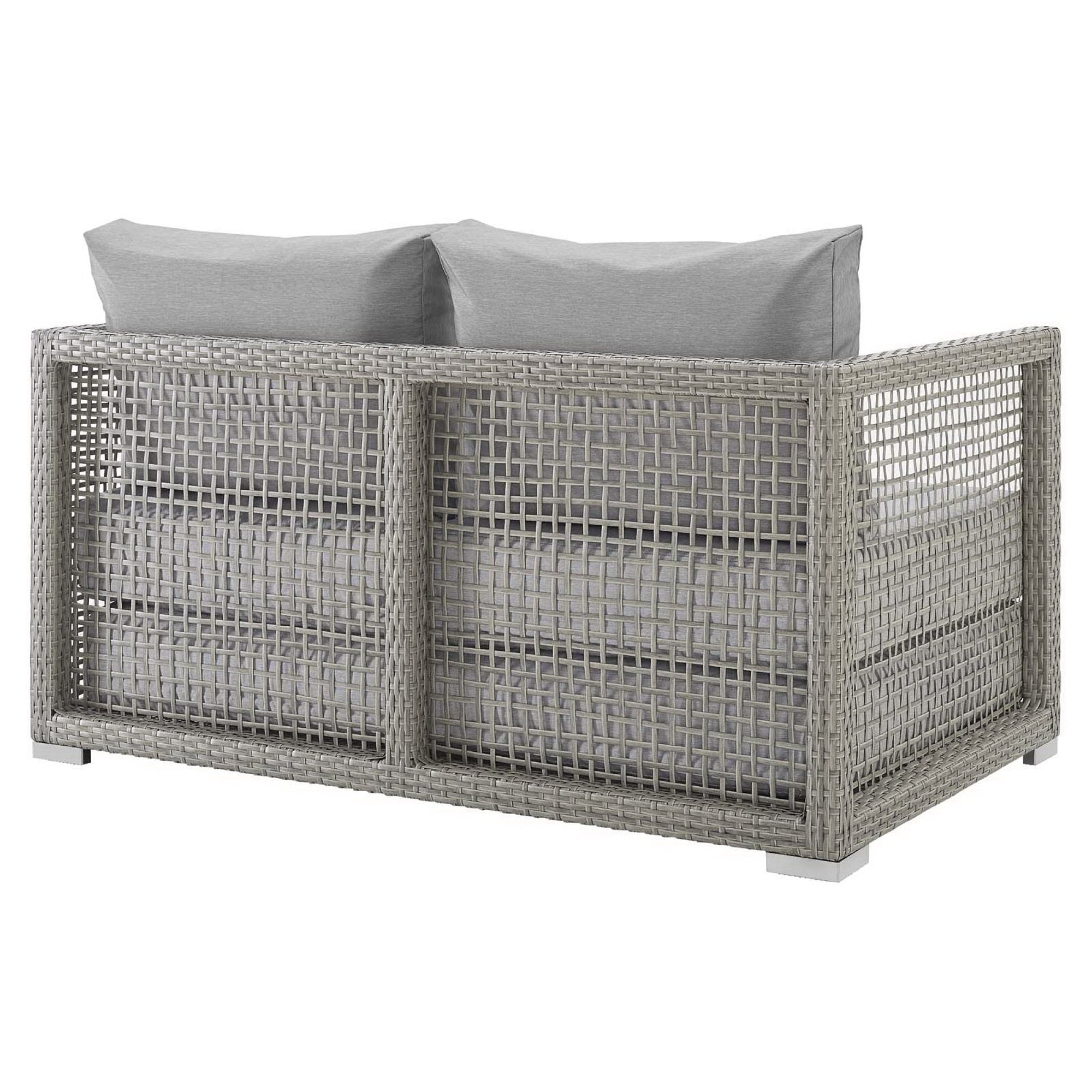Aura Outdoor Patio Wicker Rattan Loveseat - Gray Gray