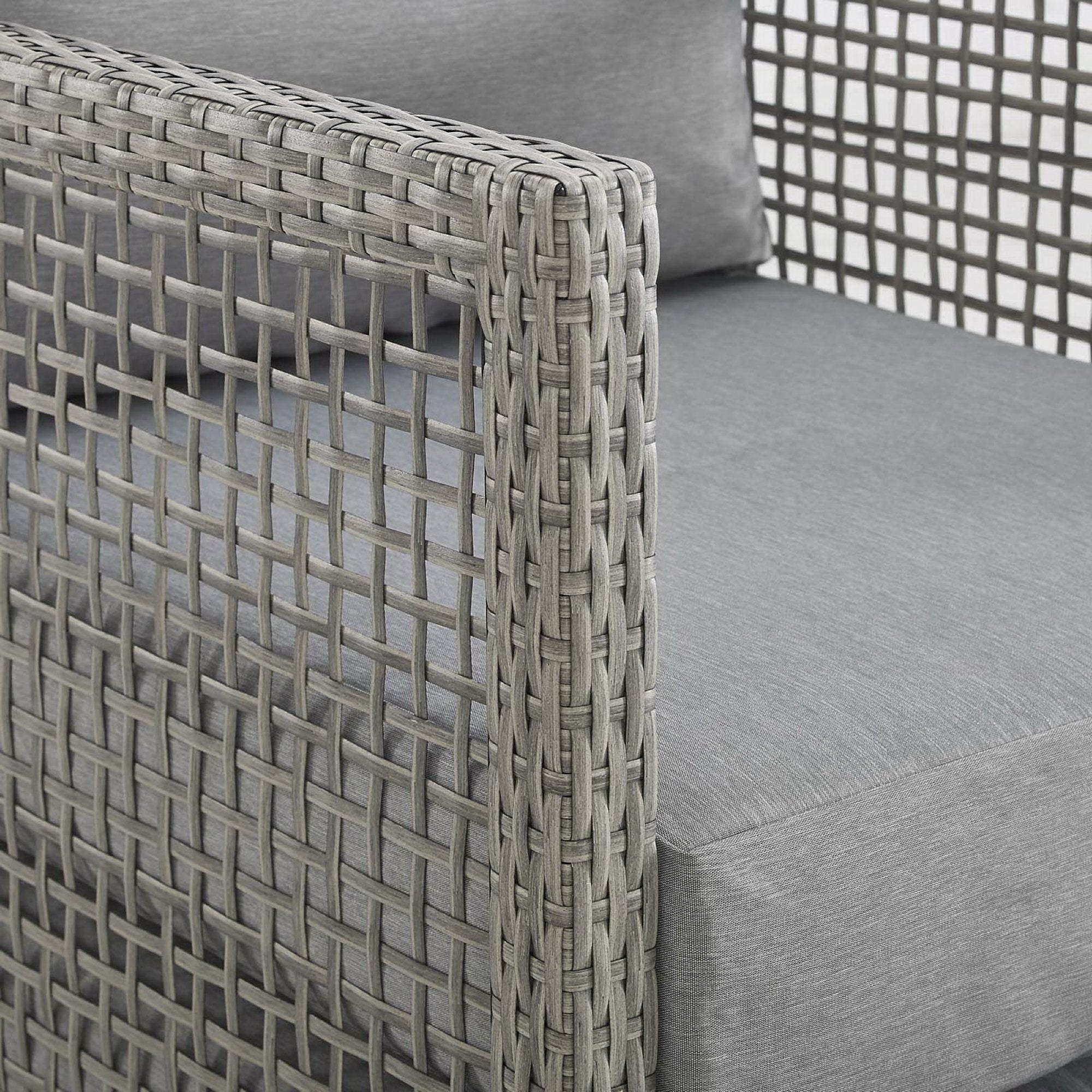 Aura Outdoor Patio Wicker Rattan Loveseat - Gray Gray