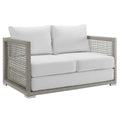 Aura Outdoor Patio Wicker Rattan Loveseat - Gray White