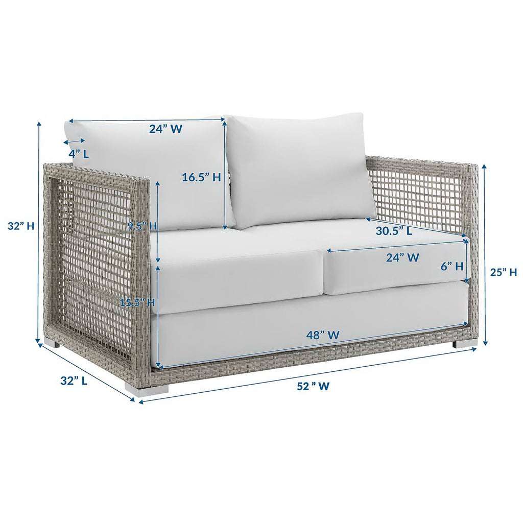 Aura Outdoor Patio Wicker Rattan Loveseat - Gray White