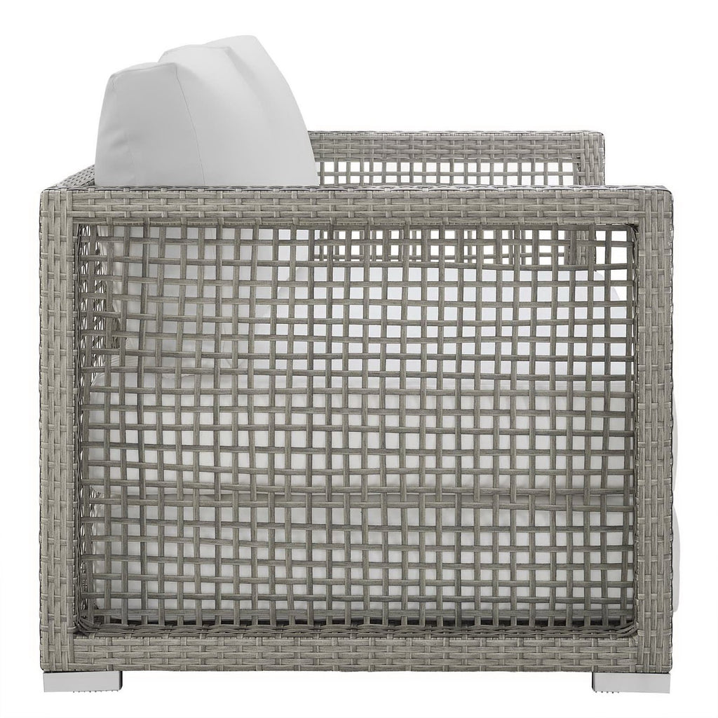 Aura Outdoor Patio Wicker Rattan Loveseat - Gray White