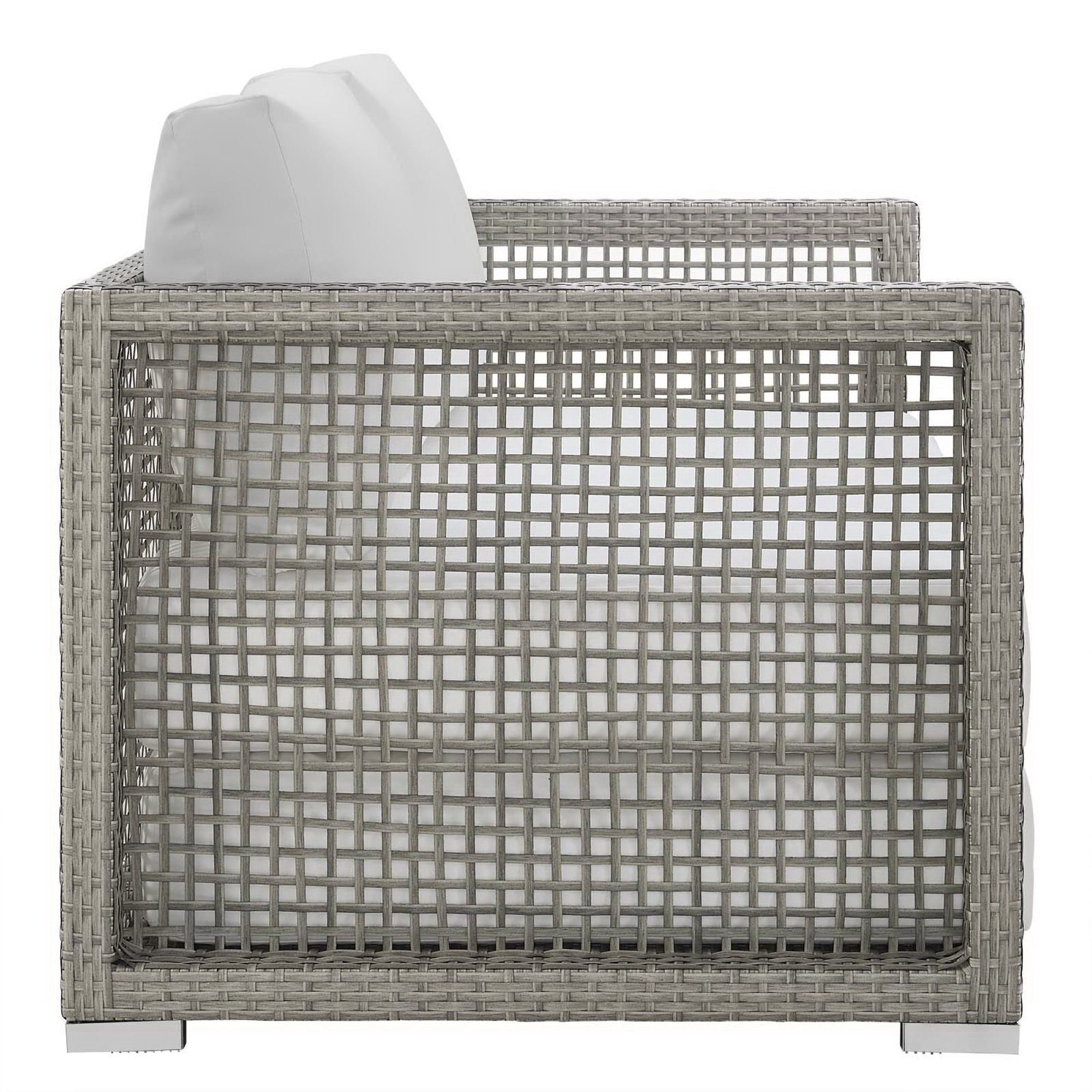 Aura Outdoor Patio Wicker Rattan Loveseat - Gray White