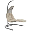 Landscape Hanging Chaise Lounge Outdoor Patio Swing Chair - Light Gray Beige (EEI-2952-LGR-BEI)