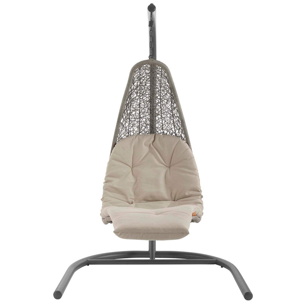 Landscape Hanging Chaise Lounge Outdoor Patio Swing Chair - Light Gray Beige (EEI-2952-LGR-BEI)