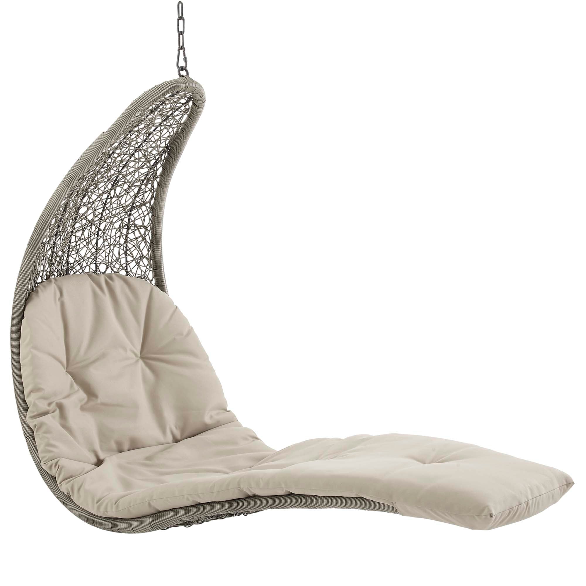 Landscape Hanging Chaise Lounge Outdoor Patio Swing Chair - Light Gray Beige (EEI-2952-LGR-BEI)