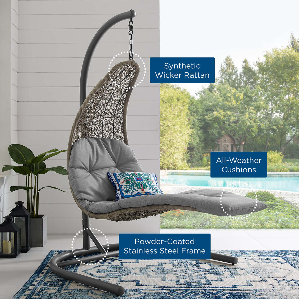 Landscape Hanging Chaise Lounge Outdoor Patio Swing Chair - Light Gray Gray (EEI-2952-LGR-GRY)