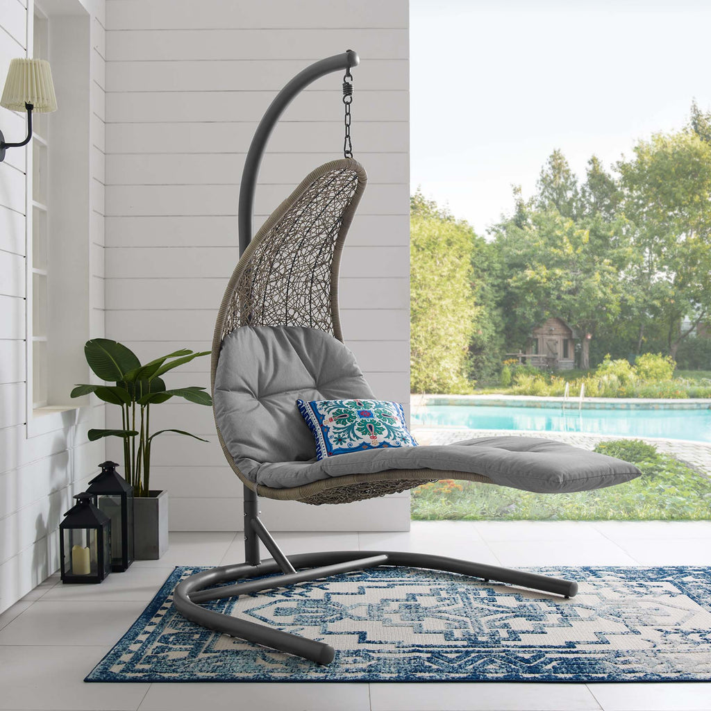 Landscape Hanging Chaise Lounge Outdoor Patio Swing Chair - Light Gray Gray (EEI-2952-LGR-GRY)