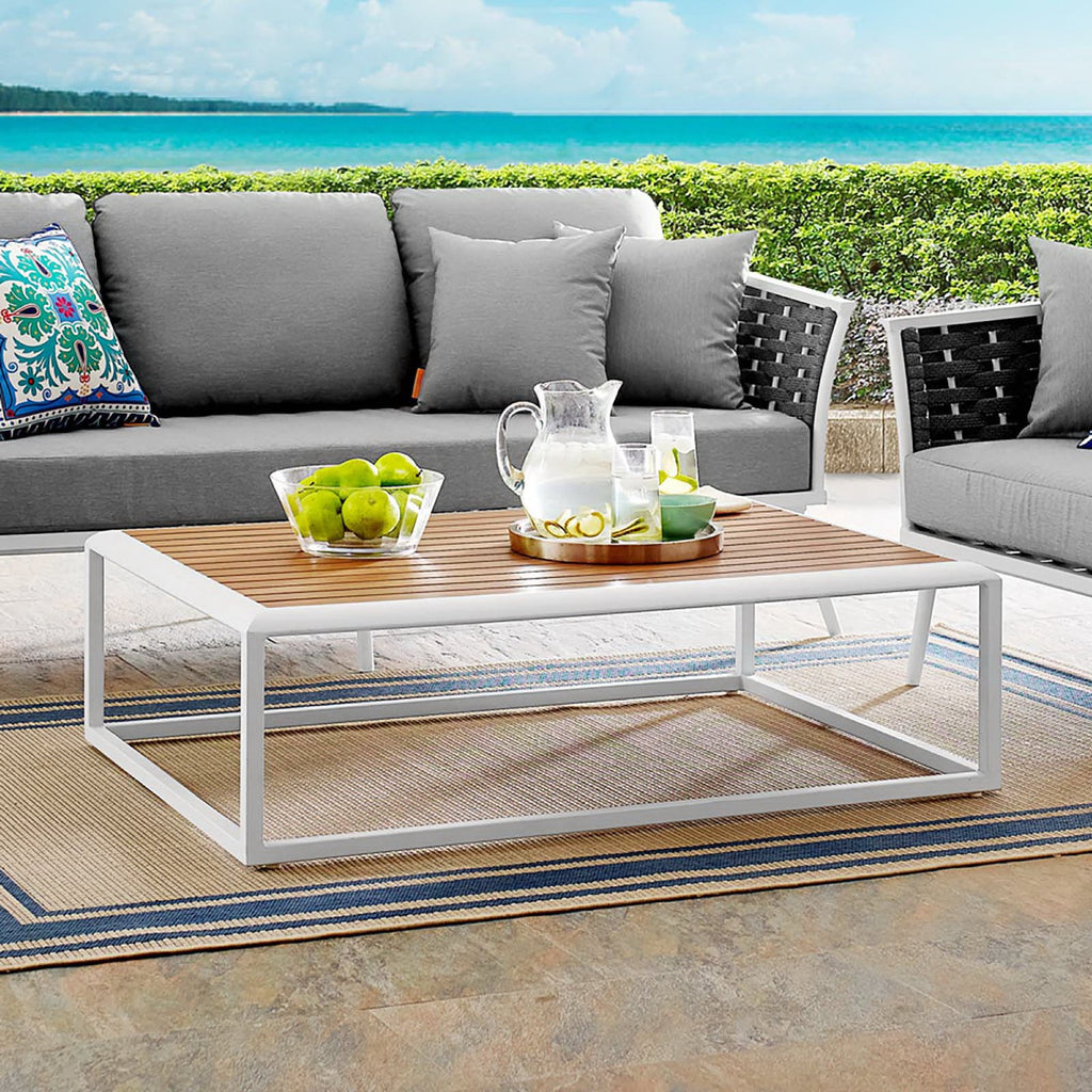 Stance Outdoor Patio Aluminum Coffee Table - White Natural
