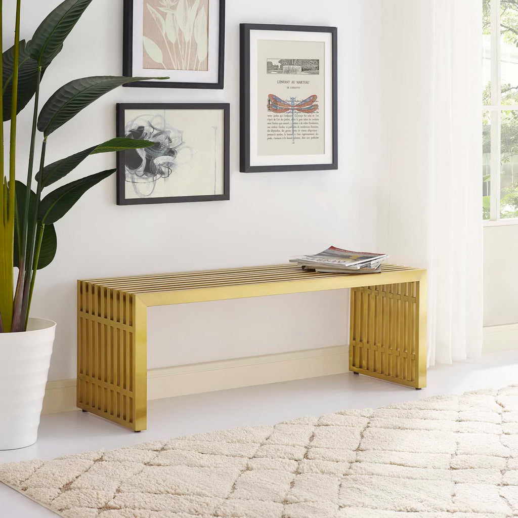 Gridiron Medium Stainless Steel Bench - Gold