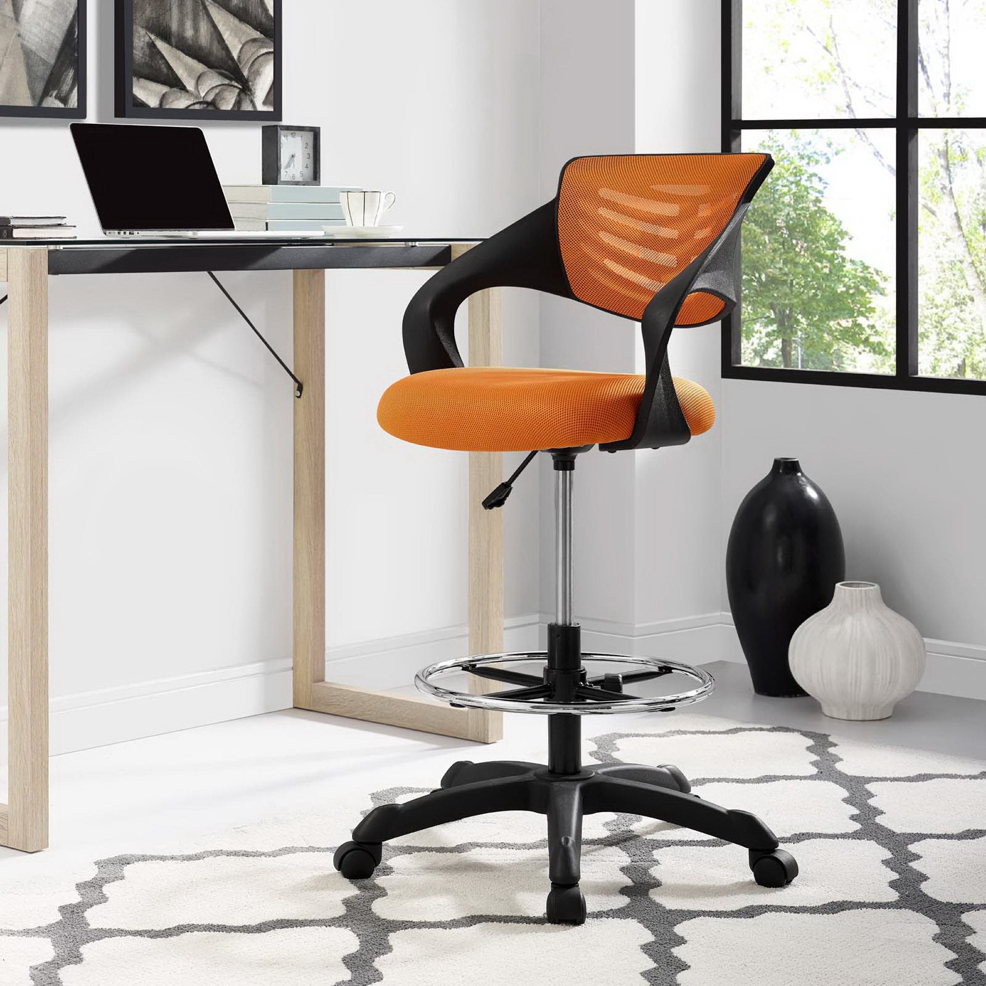 Thrive Mesh Drafting Chair - Orange