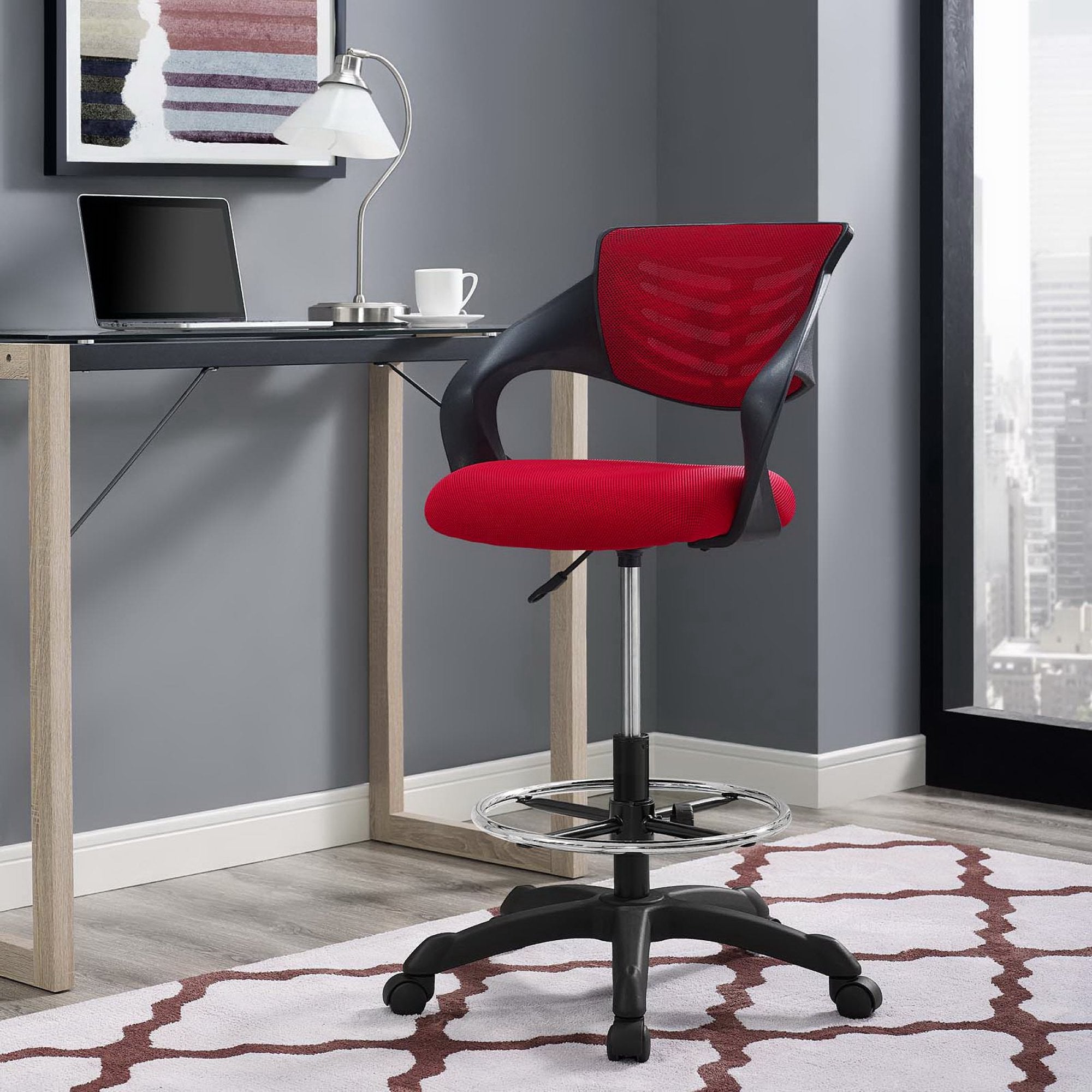 Thrive Mesh Drafting Chair - Red