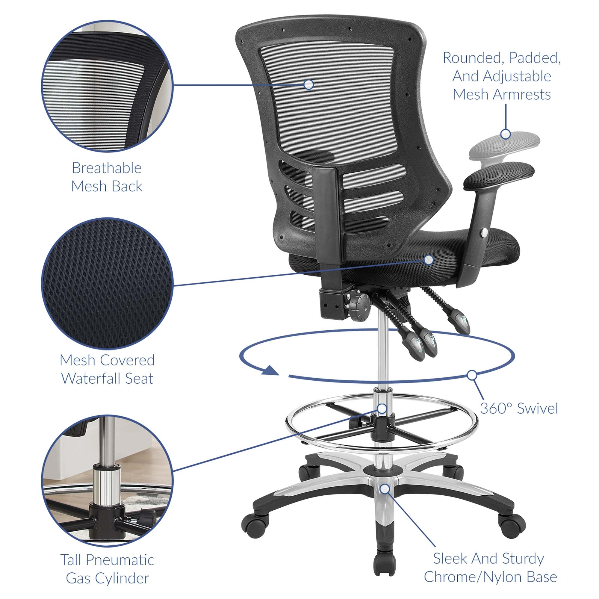 Calibrate Mesh Drafting Chair - Black