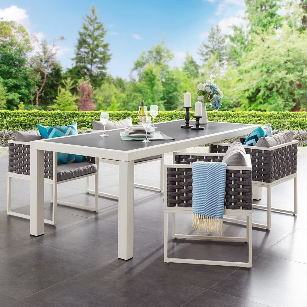 Stance 90.5" Outdoor Patio Aluminum Dining Table - White Gray