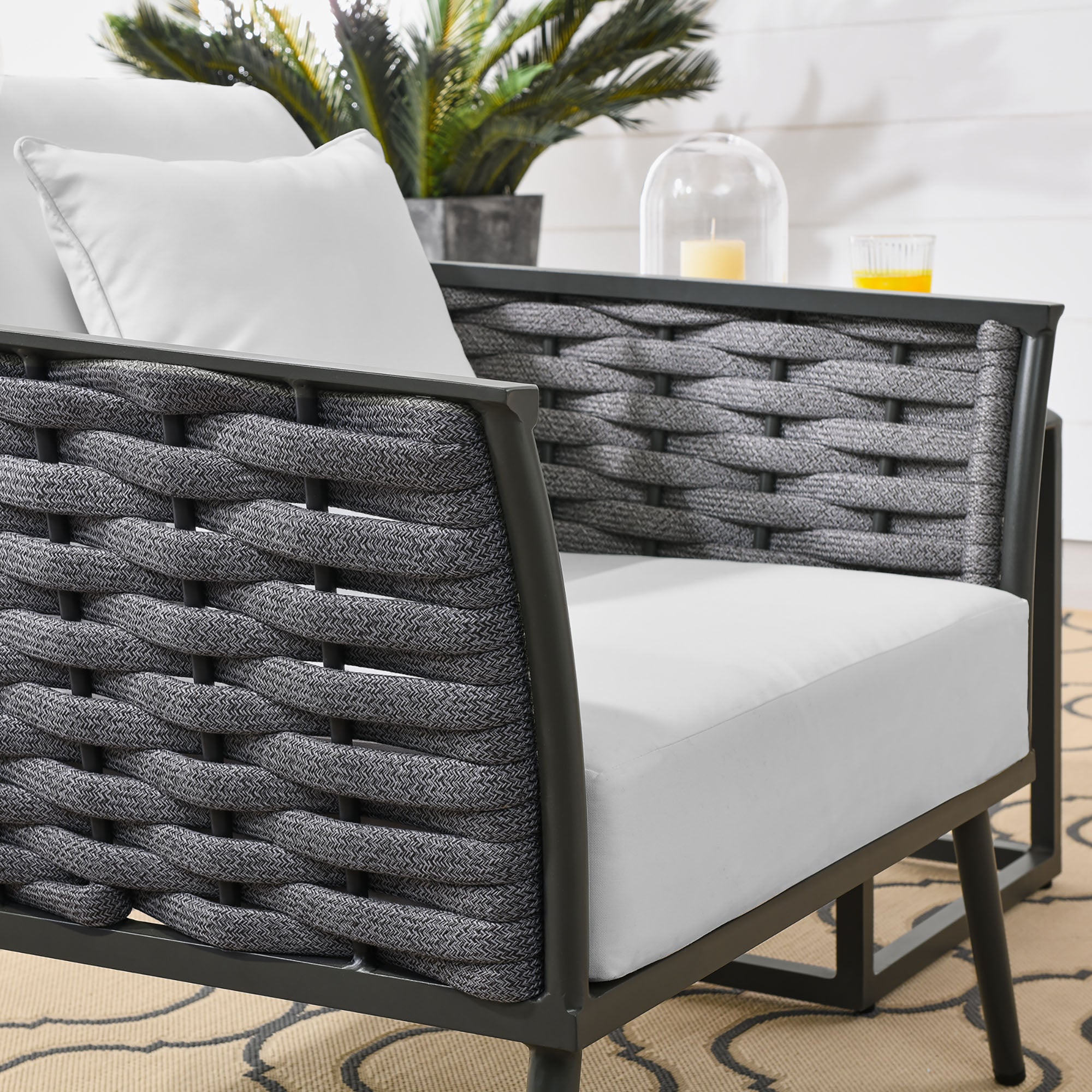 Stance Outdoor Patio Aluminum Armchair - Gray White