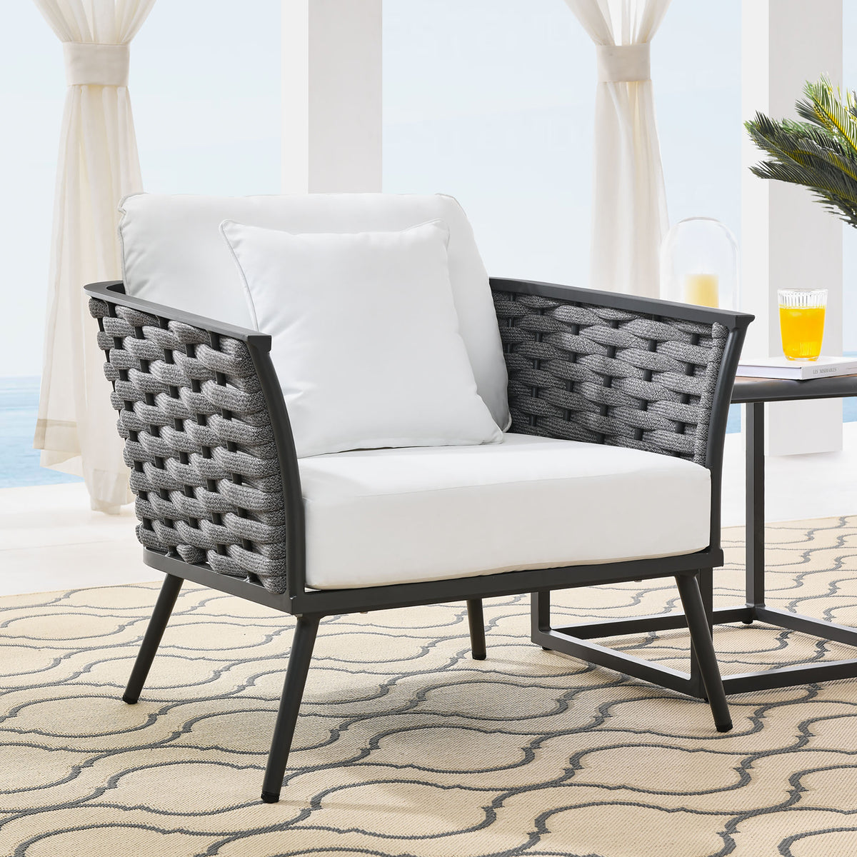 Stance Outdoor Patio Aluminum Armchair - Gray White