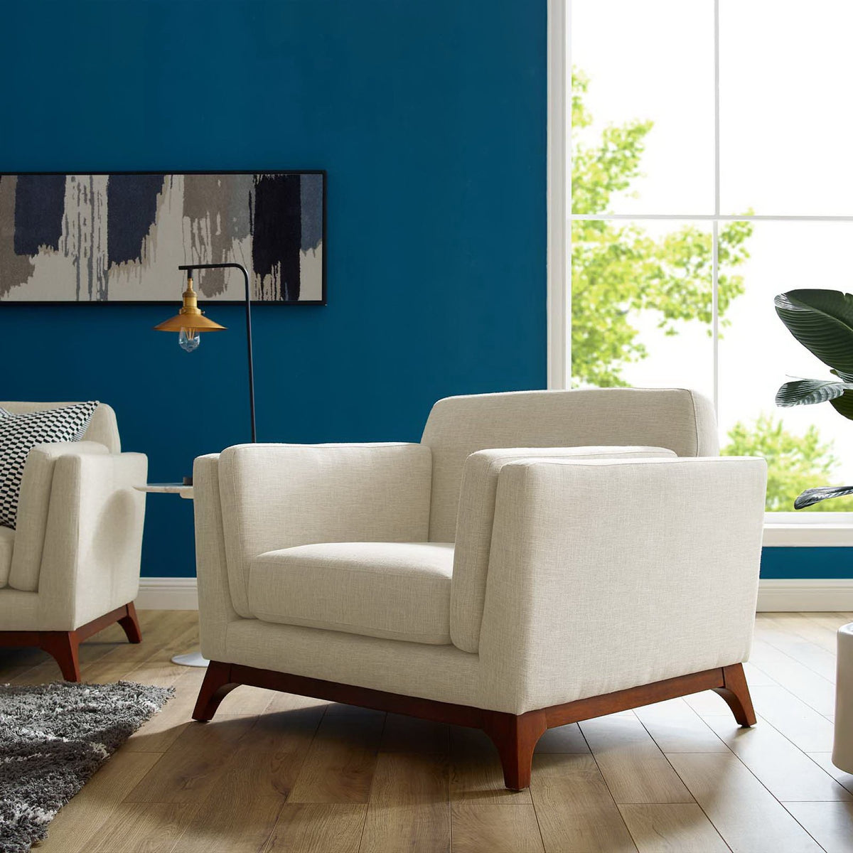 Chance Upholstered Fabric Armchair - Beige