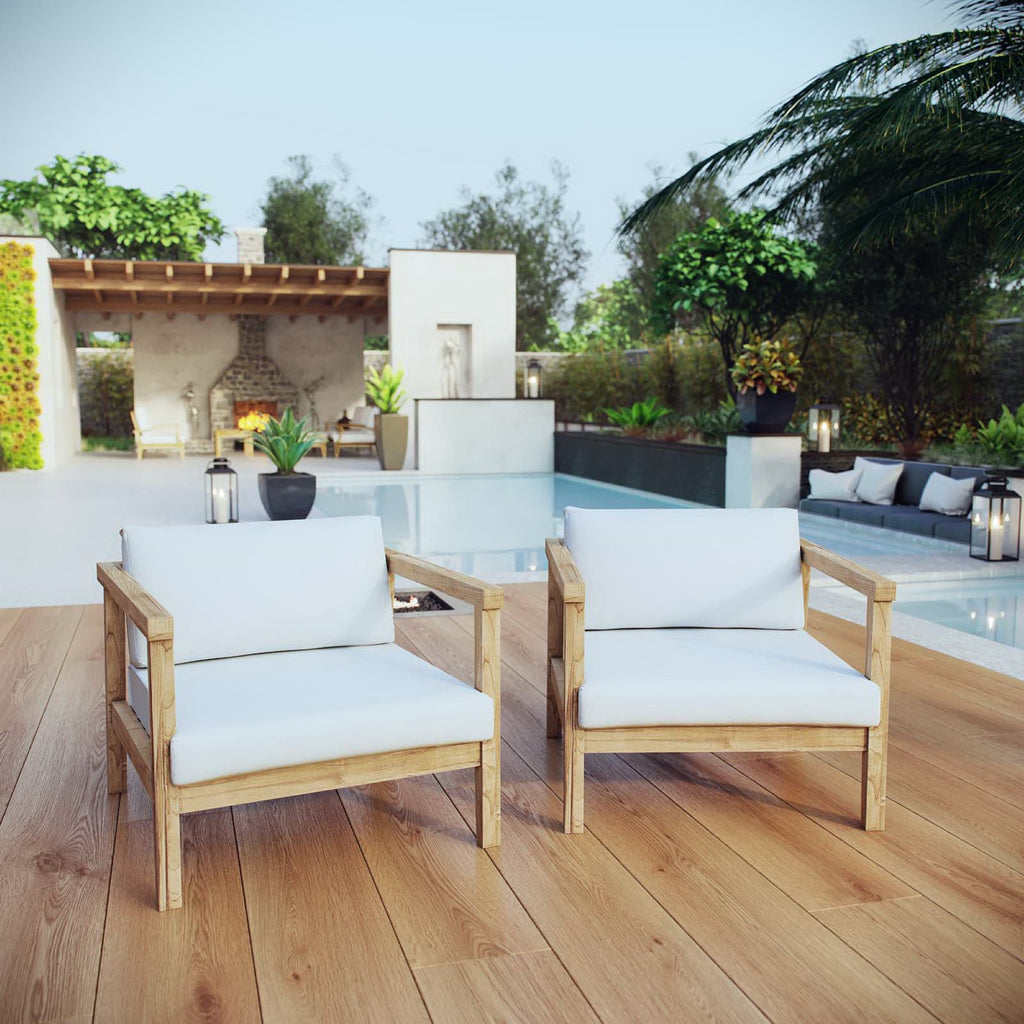 Bayport 2 Piece Outdoor Patio Teak Set - Natural White
