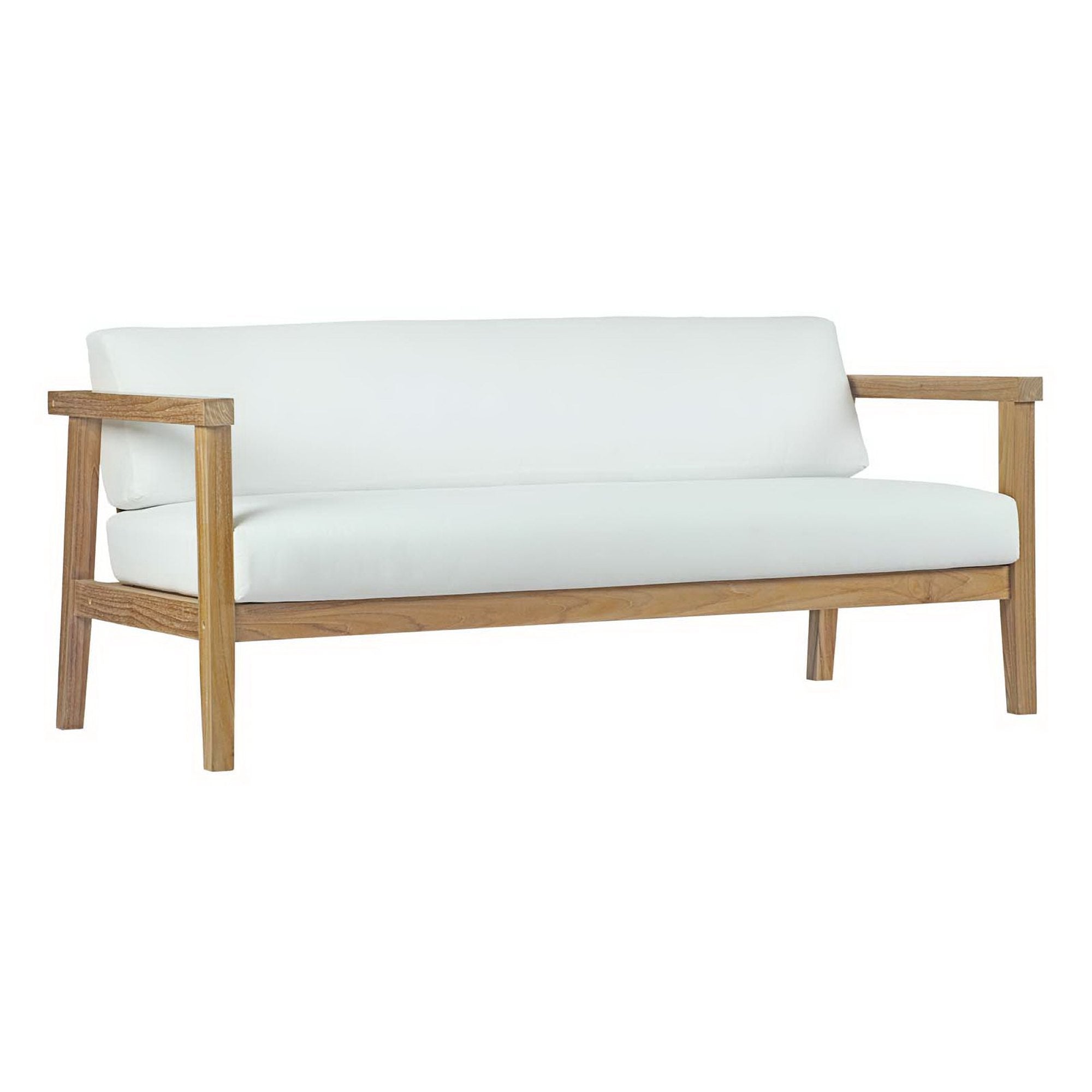 Bayport 6 Piece Outdoor Patio Teak Set - Natural White (2 Armchairs, Coffee Table, 2 Ottomans, Sofa)