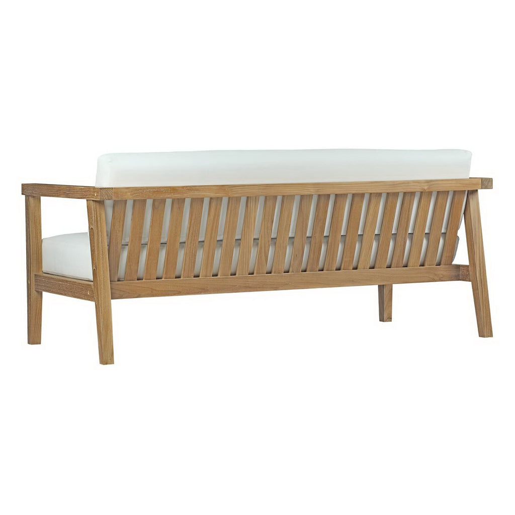 Bayport 6 Piece Outdoor Patio Teak Set - Natural White (2 Armchairs, Coffee Table, 2 Ottomans, Sofa)